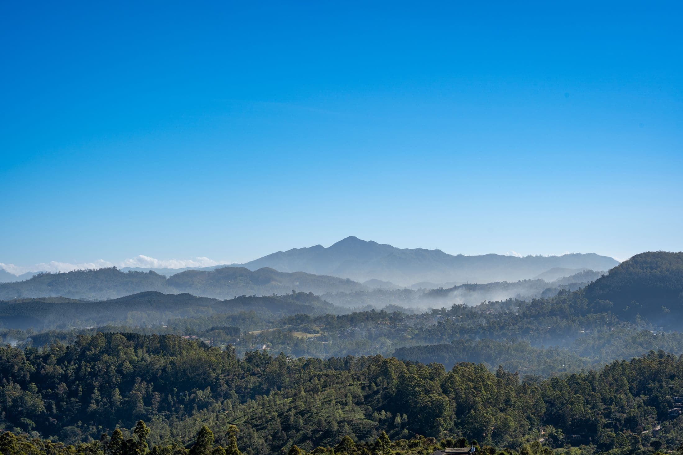 Misty mountain ridges in the Sri Lankan highlands